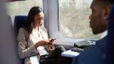 commuters on phones